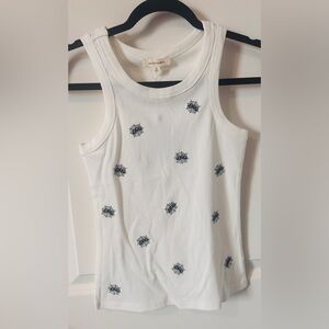 NWT- andthewhy-White Sleeveless Top with Black Spider Web Design-Size Small